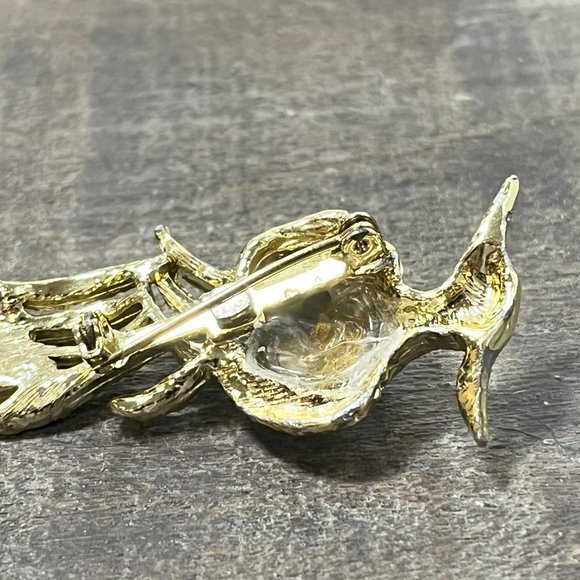 Vintage Beautiful Gold Tone Peacock Brooch Pin Jewel Bird Brooch - Picture 4 of 9